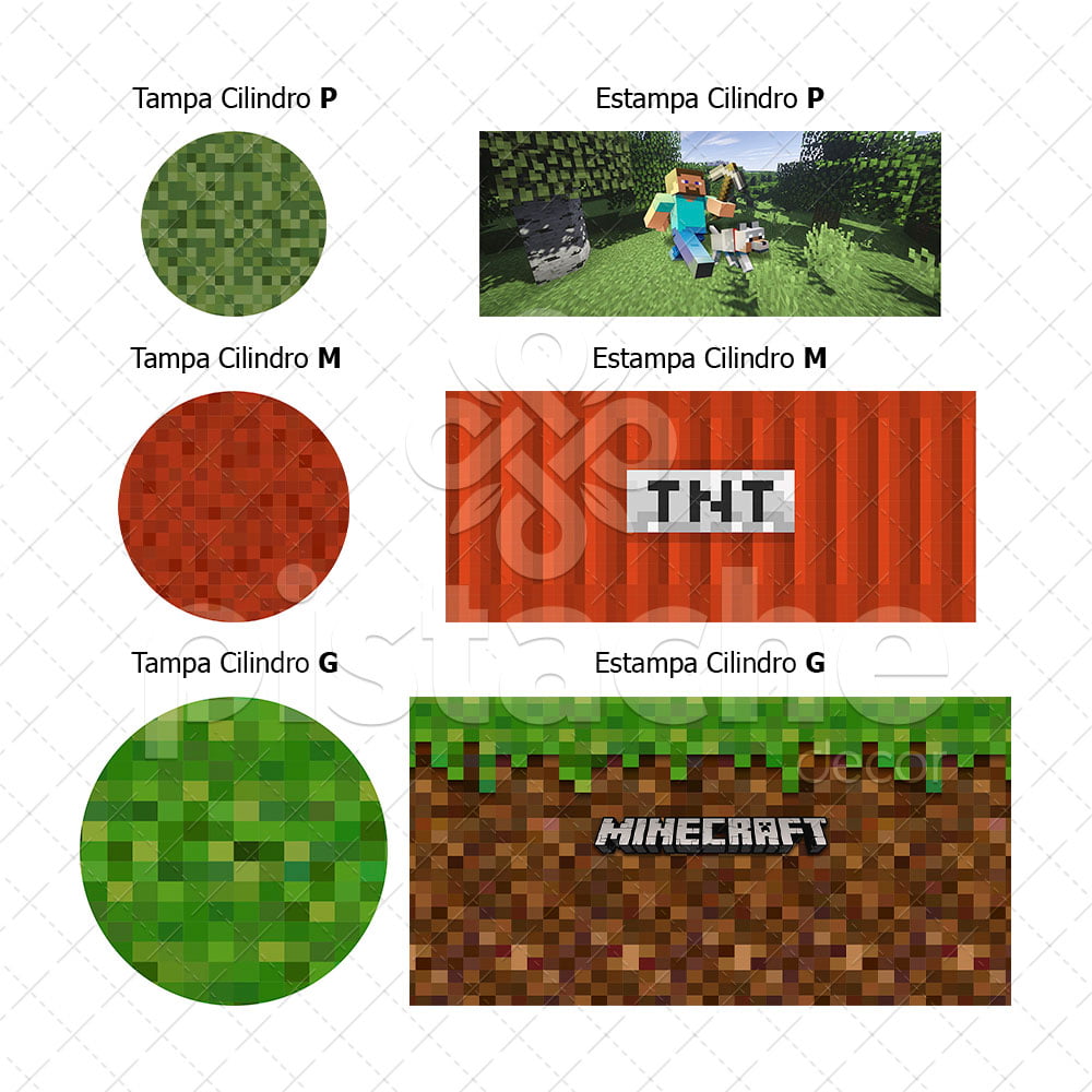 Kit Painel Redondo 3 Capas Cilindro Minecraft Em Tecido Pistache Decor