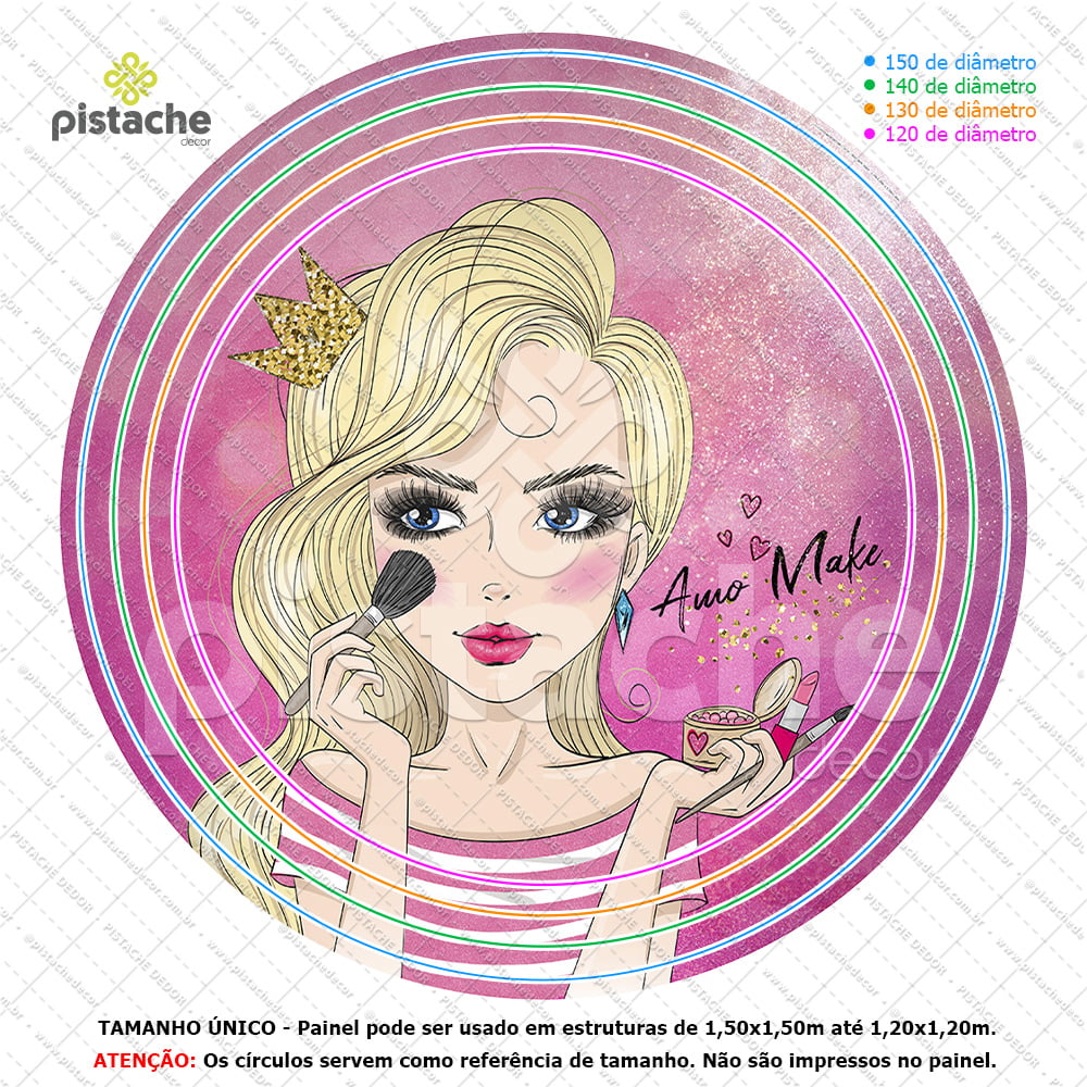 Painel Redondo Maquiagem 3D Sublimado - Pistache Decor - O maior site de  sublimados para decoração de festa do Brasil