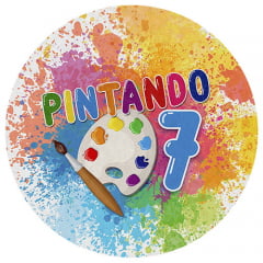 Painel de Festa em Tecido - Painel Redondo Pintando o 7 - Via